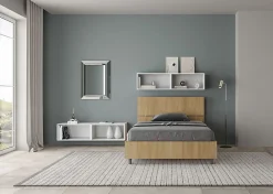 Lit coffre 120x200 tête de lit droite Demas chêne