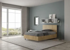 Lit coffre 120x200 tête de lit droite Demas chêne