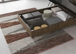 Lit coffre 120x190 tête de lit droite à lattes en noyer Ankel