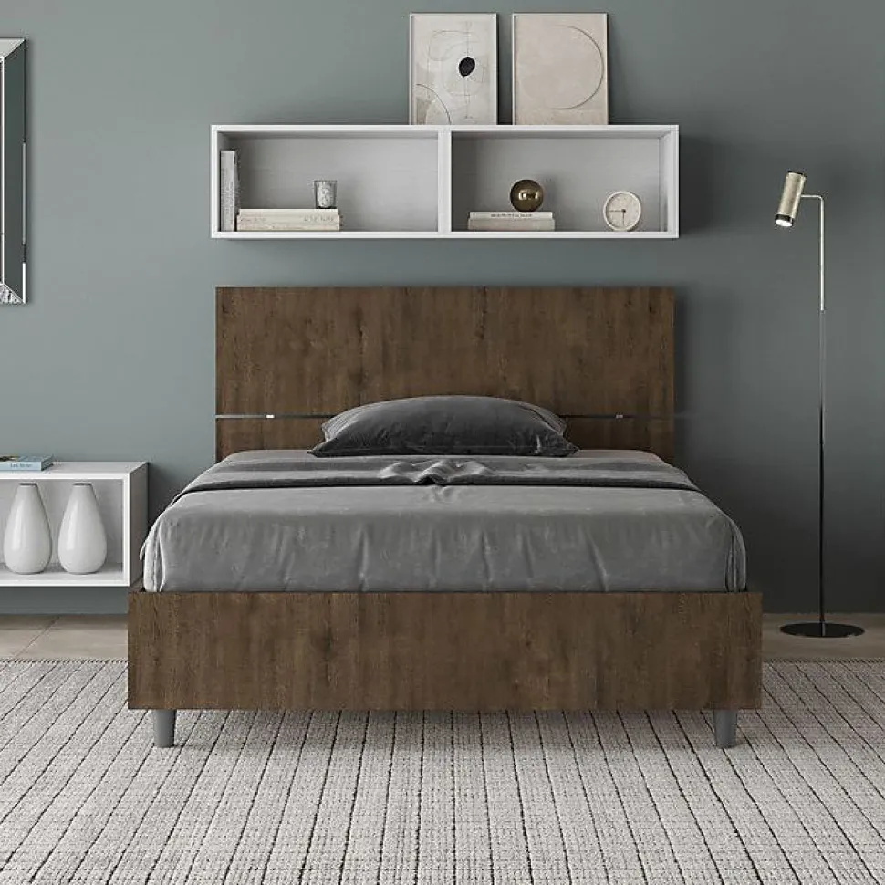 Lit coffre 120x200 tête de lit droite Demas noyer