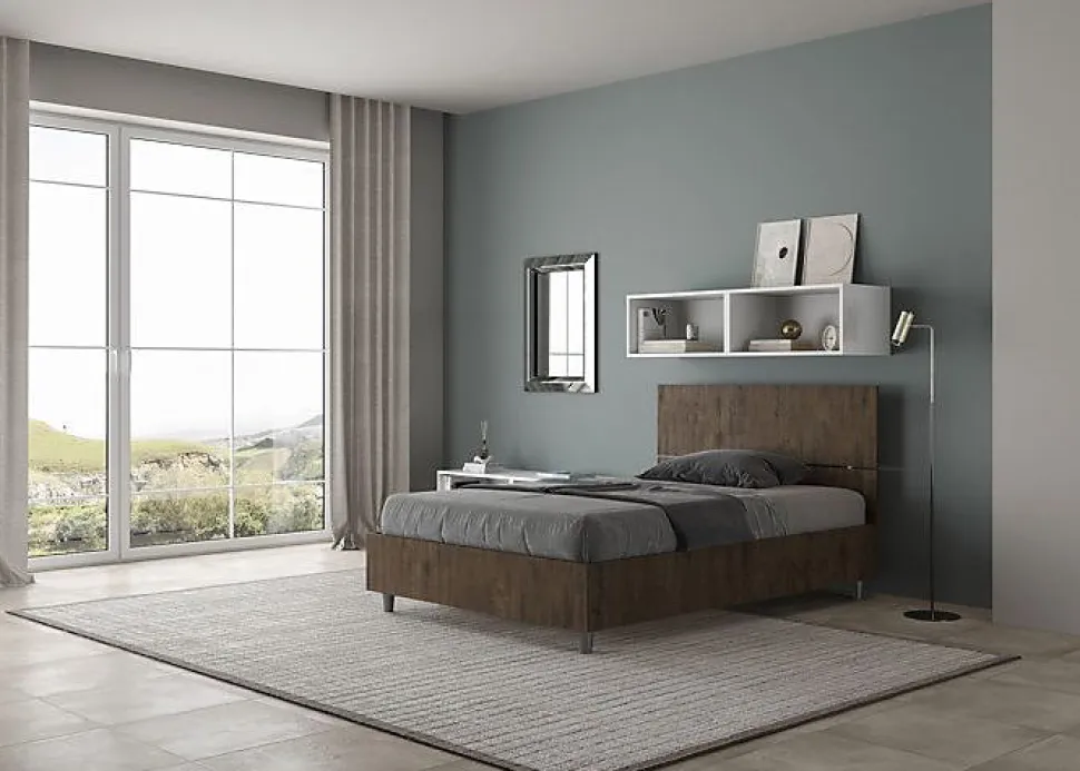 Lit coffre 120x200 tête de lit droite Demas noyer