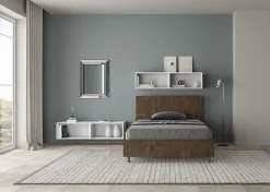 Lit coffre 120x200 tête de lit droite Demas noyer