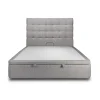 Lit coffre 200x200cm avec tête de lit capitonnée Bouclette Gris - Hauteur totale : 39cm