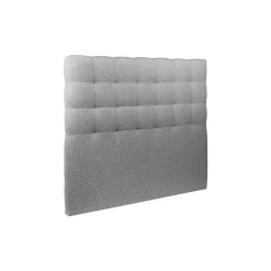 Lit coffre 200x200cm avec tête de lit capitonnée Bouclette Gris - Hauteur totale : 39cm