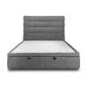 Lit coffre 200x200cm avec tête de lit capitonnée Tissu Gris anthracite - Hauteur totale : 39cm