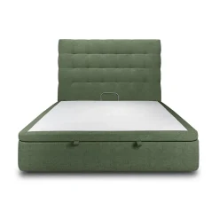 Lit coffre 180x200cm avec tête de lit capitonnée Tissu Vert - Hauteur totale : 39cm