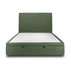 Lit coffre 180x200cm avec tête de lit tapissier Tissu Vert - Hauteur totale : 39cm