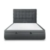 Lit coffre 140x200cm avec tête de lit capitonnée Velours Gris anthracite - Hauteur totale : 39cm