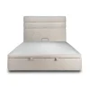 Lit coffre 200x200cm avec tête de lit lignes Bouclette Beige - Hauteur totale : 39cm