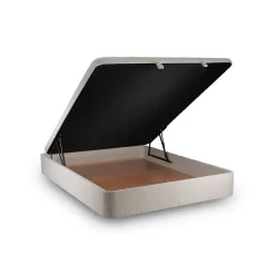 Lit coffre 140x200cm avec tête de lit capitonnée Bouclette Beige - Hauteur totale : 39cm
