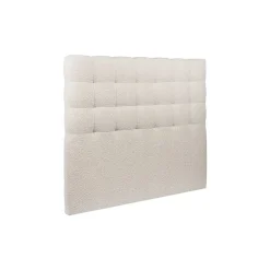 Lit coffre 140x200cm avec tête de lit capitonnée Bouclette Beige - Hauteur totale : 39cm