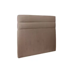 Lit coffre 140x200cm avec tête de lit lignes Velours Taupe - Hauteur totale : 39cm