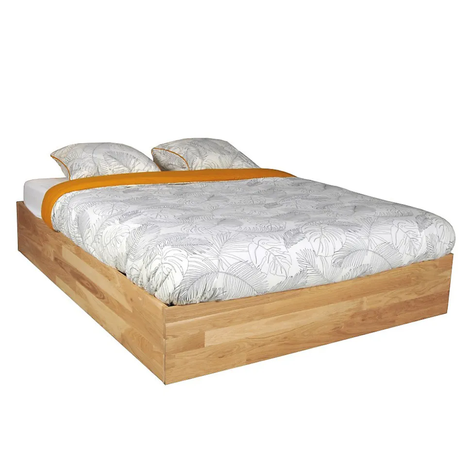 Lit coffre 140x200cm BEN + sommier/ Chêne massif huilé