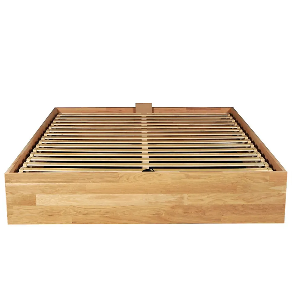 Lit coffre 140x200cm BEN + sommier/ Chêne massif huilé