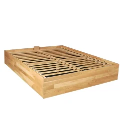 Lit coffre 140x200cm BEN + sommier/ Chêne massif huilé