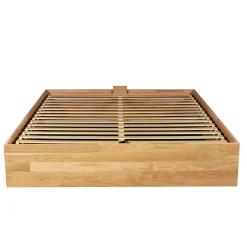 Lit coffre 160x200cm BEN + sommier/ Chêne massif huilé