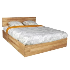 Lit coffre 160x200cm MILO avec tête de lit + sommier/ Chêne massif huilé