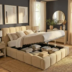 Lit coffre 140x190cm NEST + 1 sommier / Beige