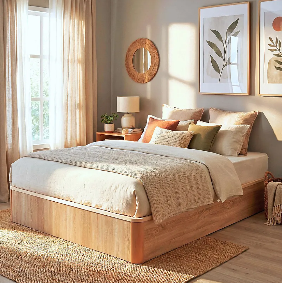 Lit coffre 180x200cm VERSO + 1 sommier / Décor Chêne Blanchi