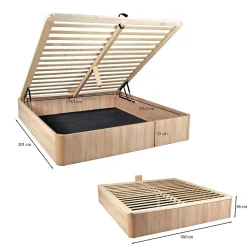 Lit coffre 180x200cm VERSO + 1 sommier / Décor Chêne Blanchi