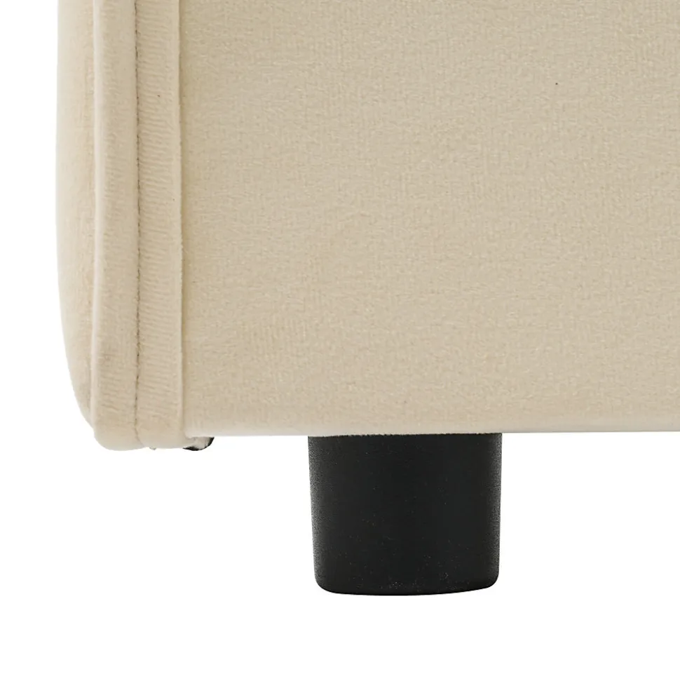 Lit combiné 90 x 200 cm - Lit avec 2 tiroirs et ports USB - Velours Beige - Sans Matelas