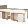 Lit combiné 90 x 200 cm avec bureau et rangements - Blanc et naturel - PALOMA