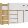 Lit combiné 90 x 190 cm avec bureau et rangements - Coloris : Naturel et blanc - SAGITI