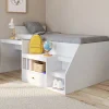 Lit combiné avec sommier, bureau et rangement LEOPOLD 90 x 190 cm blanc