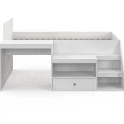 Lit combiné avec sommier, bureau et rangement LEOPOLD 90 x 190 cm blanc