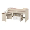 Lit combiné enfant ZOLA 90x200 cm - 2 portes - Avec bureau - Décor acacia clair et blanc - L 206,3 x H 110 x P 114/183 cm - PA