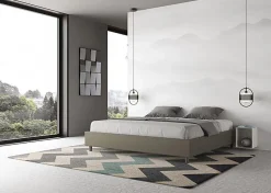 Lit conteneur Sommier capitonné 200x200 simili cuir cappuccino Azelia