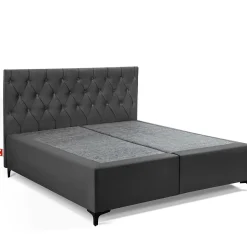 Lit continental ARDEA 160x200 cm, tête de lit matelassée en velours, anthracite