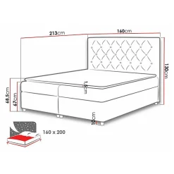 Lit continental Baltimore 112, Double, Gris, Tissu, Disponible
