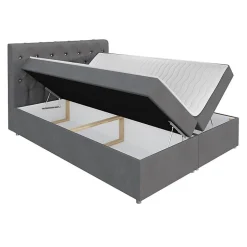 Lit continental Baltimore 112, Double, Gris, Tissu, Disponible