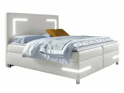 Lit continental Baltimore 173, Double, Blanc, Faux cuir, Disponible