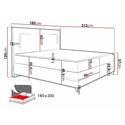 Lit continental Baltimore 173, Double, Blanc, Faux cuir, Disponible