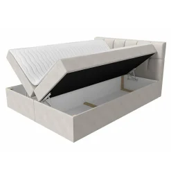 Lit continental Baltimore 128, Unique, Gris, Tissu, Disponible