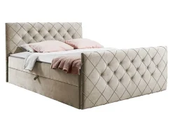 Lit continental Baltimore 158, Double, Brun clair, Tissu, Disponible