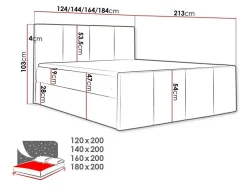 Lit continental Baltimore 154, Double, Vert, Tissu, Disponible