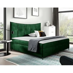 Lit continental Baltimore 178, Unique, Vert, Tissu, Disponible