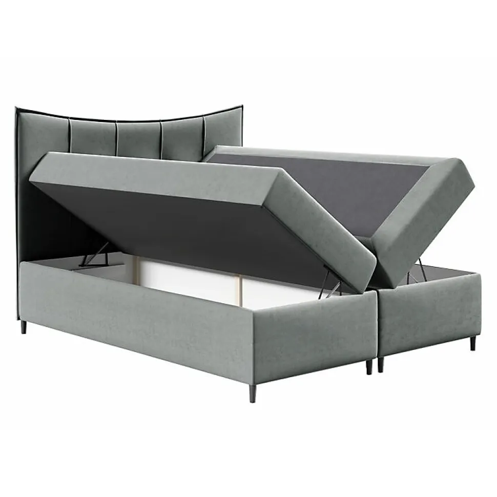 Lit continental Baltimore 178, Unique, Vert, Tissu, Disponible