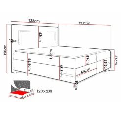 Lit continental Baltimore 173, Unique, Noir, Faux cuir, Disponible