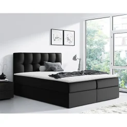 Lit continental Baltimore 128, Unique, Gris, Faux cuir, Disponible