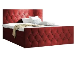 Lit continental Baltimore 161, Unique, Rouge, Tissu, Disponible
