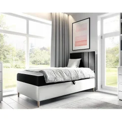 Lit continental Baltimore 170, Unique, Gris, Faux cuir, Disponible