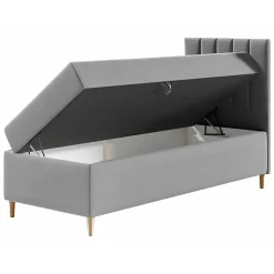 Lit continental Baltimore 170, Unique, Gris, Faux cuir, Disponible