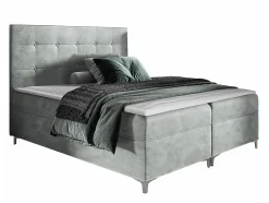 Lit continental Baltimore 185, Unique, Gris, Tissu, Disponible