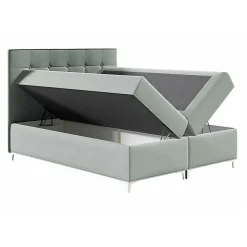 Lit continental Baltimore 185, Unique, Gris, Tissu, Disponible