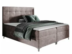 Lit continental Baltimore 185, Double, Marron, Tissu, Disponible