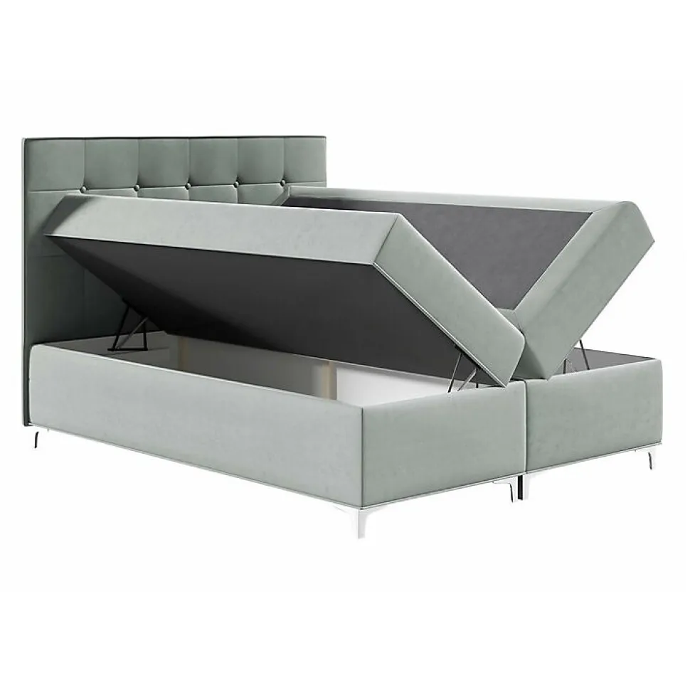 Lit continental Baltimore 185, Double, Marron, Tissu, Disponible